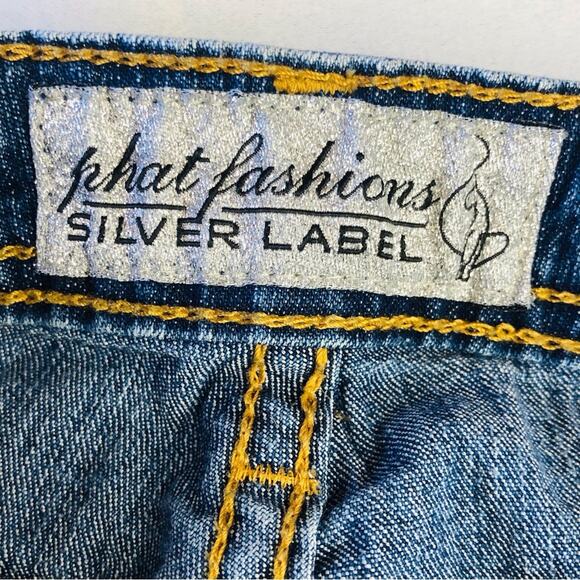 Y2k Phat Fashions Silver Label Jeans Flare Leg Iconic Cat Logo on back pocket - Picture 11 of 16